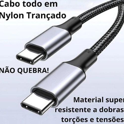 Cabo Tipo C Turbo Reforçado 100w Blindado Nylon Super Rapido