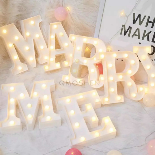 Imagen 5 de 8 de Letras Y Números Led 3d Luces Foco Lampara Decora Abecedario