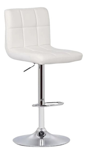 Banqueta Para Cocina Barra Regulable Ecocuero - Capitone Color Blanco