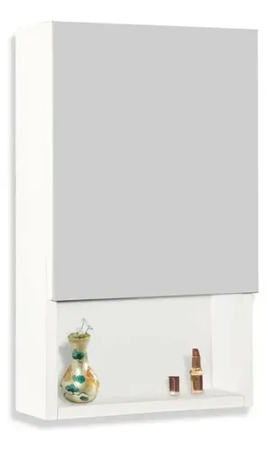 BOTIQUÍN DE BAÑO TRENTO AMUBE 30x50 CM | Espejo y Repisa | Melamina Blanca