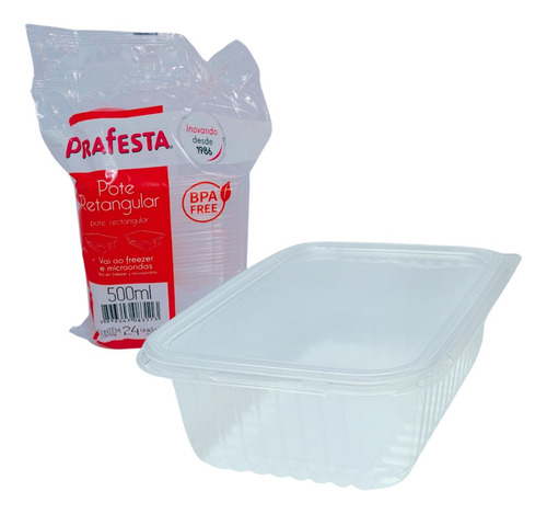 Pote Descartável 500ml Freezer Microondas Marmita 24un
