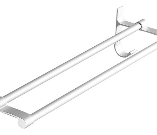 Toallero De Aluminio Con Barra Doble, Color Blanco Plateado,