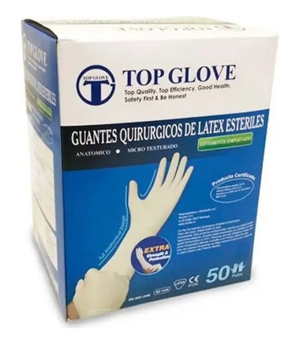 Guantes Quirúrgicos De Latex Estériles Top Glove Talla 8