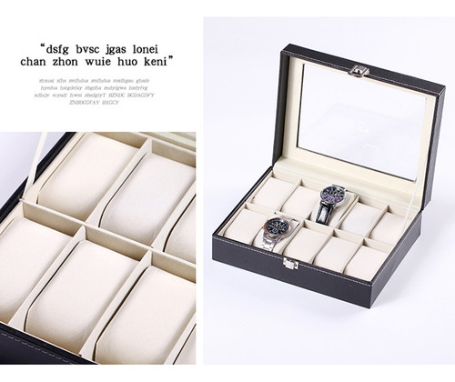 Caja De Almacenamiento Para Relojes: Vitrina De 10 Ranuras C