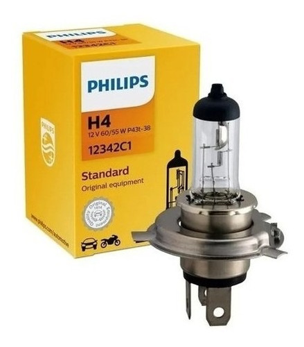 Lâmpada Philips H4 Biodo Standard 55/60w 12v 12342c1 Comum