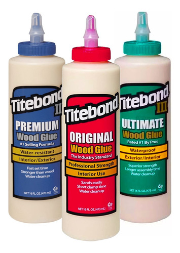 Kit 3 Colas Titebond Madeira - Original, Premium E Ultimate