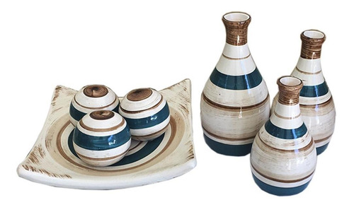 Kit De Vasos Decorativos Em Cerâmica 7 Peças Sala Enfeites