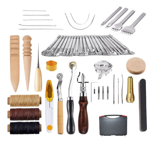 Kit Costura Cuero 59 Piezas Herramientas Artesanía Corte Est