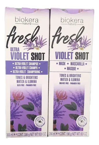 SALERM Biokera Fresh Ultra Violet Shot Shampoo – 300 Ml, Für Blondes & Graues Haar, Verhindert Gelbstiche