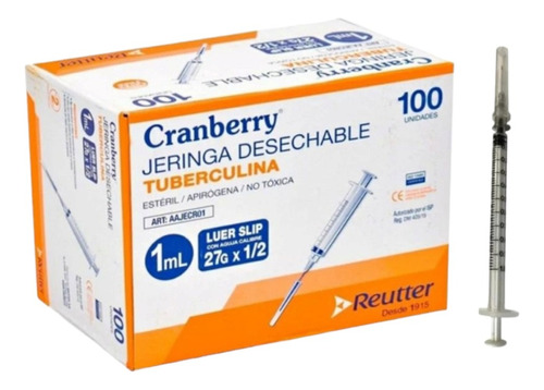 Jeringa Tuberculina 1 Ml Luer Slip 27g * 1/2 1ml Cranberry