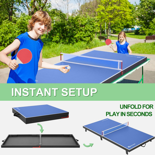 Mesa De Tenis Plegable Portátil Para Interiores Y Exteriores Azul