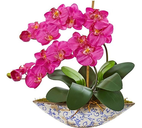 Casi Natural Phalaenopsis Orquídea Jarrón Artificial Arregl