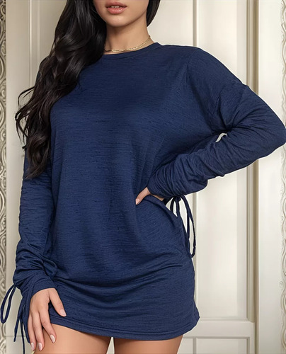 Sueter Para Mujer Con Mangas Arrugadas Y Tiras