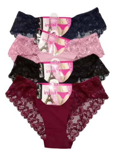 4 Ud Calzón Para Mujer De Encaje Bikini Encaje De Mujer