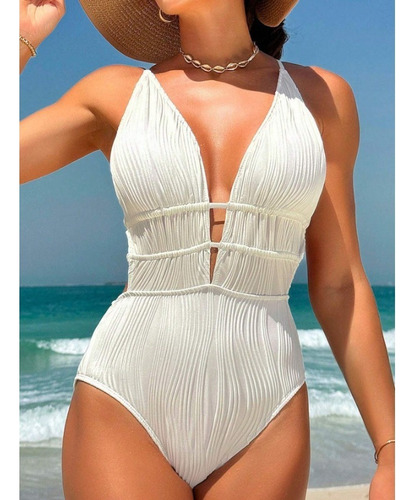 Trajes De Baño Sexy De Una Pieza Con Cuello En V Y Cuello En