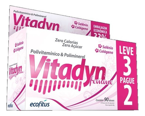Kit 10x Polivitamínico Vitadyn Femme C90 Cápsulas - Ecofitus