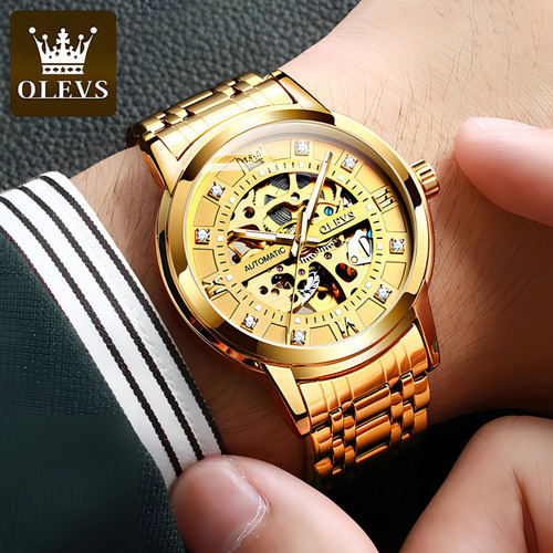 Relojes Mecánicos Automáticos Con Orificio Hueco Olevs 9901 Color Del Fondo Dorado