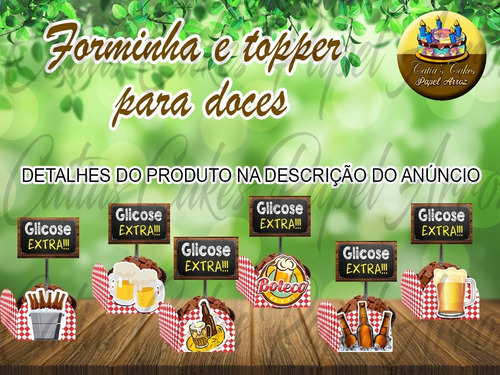 Festa Boteco Forminha E Topper Para Doces 48 Unid