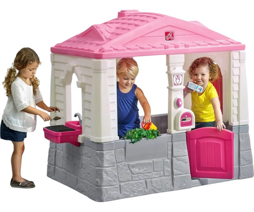 Juego Casa Infantil Chalet De Campo Con Parrilla Color Rosa Casa De Campo