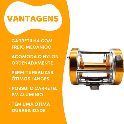 Carretilha Manivela Albatroz Omega 60 Dourada P/pescadireita