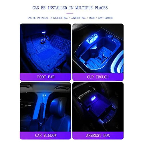 2 Luces Led Interior Del Automóvil, 7 Colores, 6 Brill...