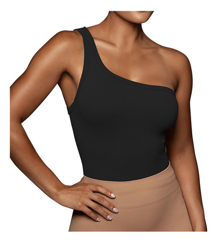 25 Camiseta Sin Mangas De Un Solo Hombro Lisa A La Moda