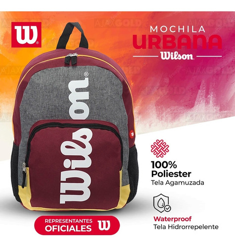Imagen 5 de 7 de Mochila Wilson Porta Notebook Deportes Gym Reforzada Urbana