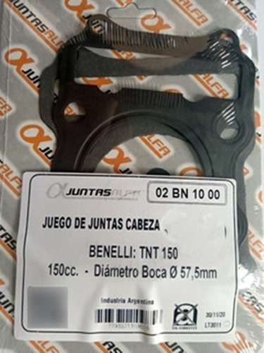 Junta Benelli 150 Tnt Jgo. 1/2  Cabeza Cilindro Alfa