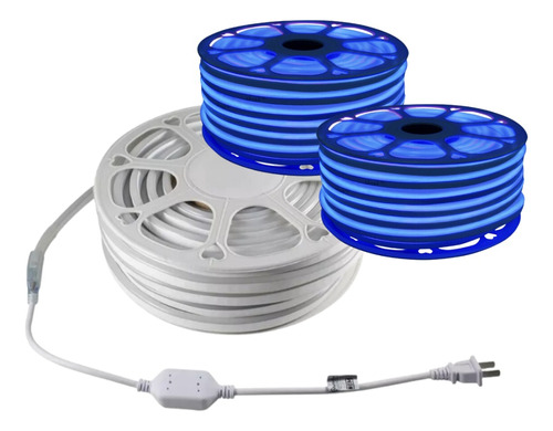 Manguera Led Neon 25m Ip65 110v Azul + Conector X 3pz