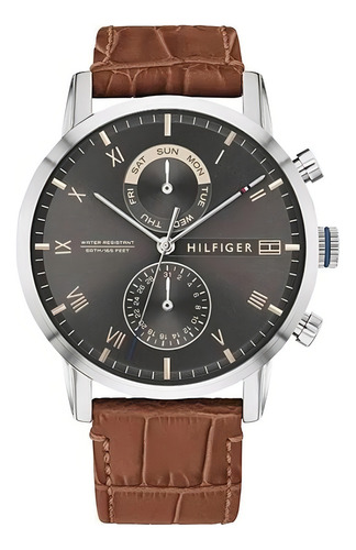 Reloj Tommy Hilfiger Hombre Kane Marrón Cuero 1710398 Wr 50