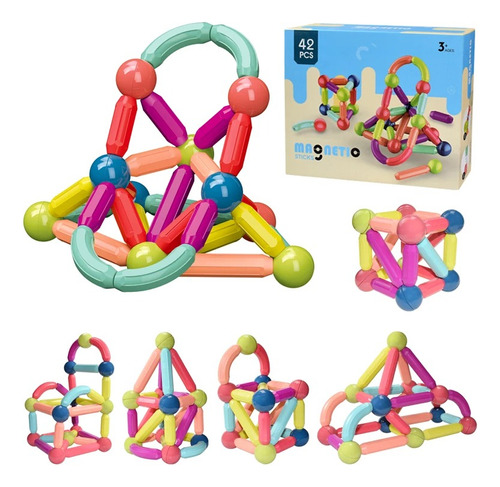 42 Pcs Juego De Bloques Construcción Magnéticos Para Niños