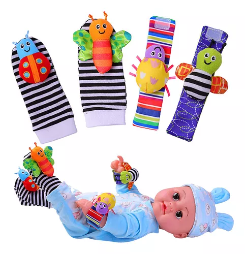 Set Estimulación Sonajeros Bebé 2 Calcetines + 2 Muñequeras – vitrinababy