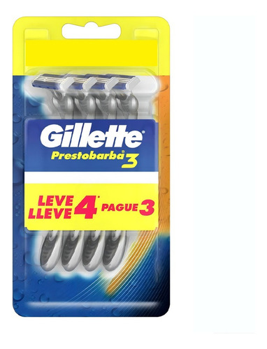 Rastrillos Desechables Gillette Prestobarba3 Regular 4 Rastrillos