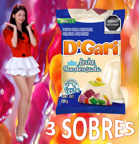 Dgari® 3 Gelatinas De Leche Sabor Leche Condensad 1litro Wow