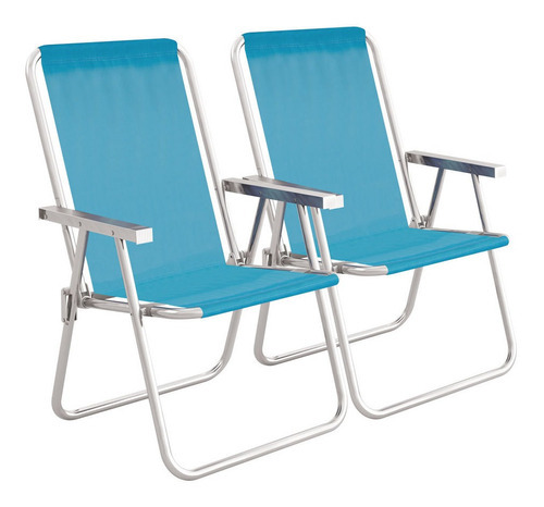 Sillón X2 Aluminio Playero Pescador Camping Alto Mor Color Azul Claro