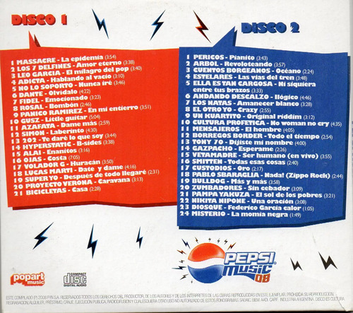 Pepsi Music 08 Cd Doble Digipack Estelares Massacre Los Nata Edición Limitada