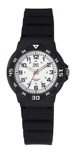 Reloj Q&q Dama Sumergible Modelo Q-shock Color de la correa Negro Color del bisel Negro Color del fondo Blanco