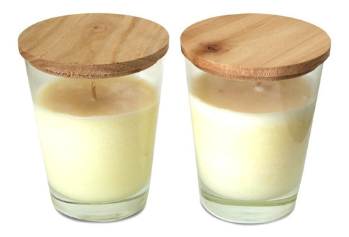 Imagen 3 de 6 de Set De 2 Velas De Soja Con Tapa De Madera Paraíso Mos Nuevo