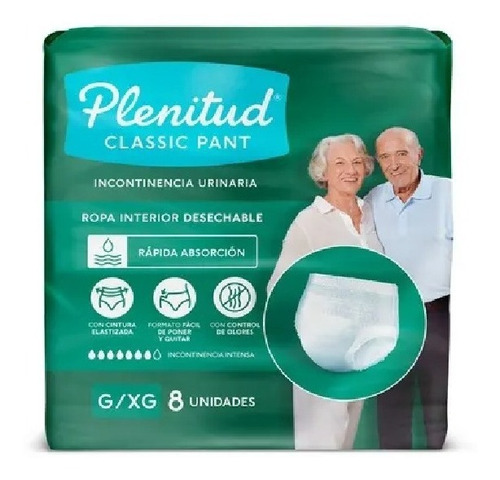 Pañales para adultos descartables Plenitud Ropa Interior Classic Pant G/XG x 8 u