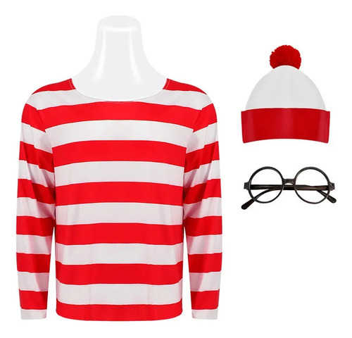 Camisa A Rayas De Where's Waldo, Disfraz De Wally Para Niños