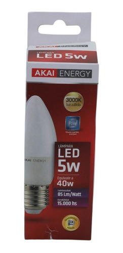 Lamparas Led Vela Fantasía 5w Foco Akai E27  Velador