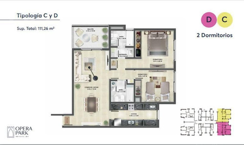 Imagen 6 de 17 de Departamento De 2 Dormitorios En Venta En Opera Park!!!