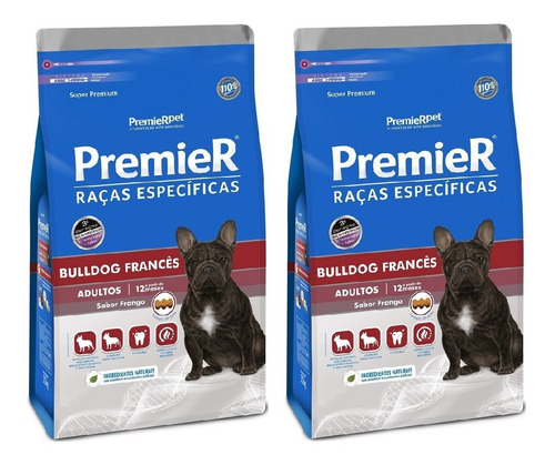 Ração Premier Bulldog Francês Adulto 1kg Kit 2 Unidades