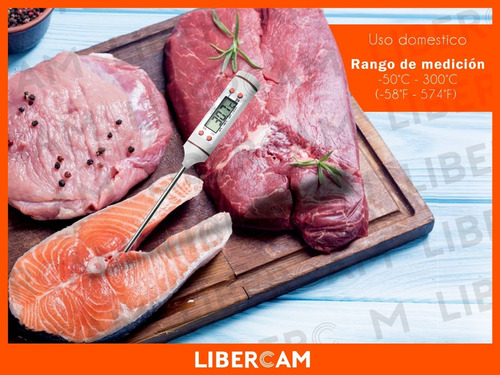 Imagen 8 de 10 de Termometro Digital Cocina Lcd Pinchacarne Liquido Acero Inox