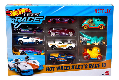 Pack X10 Vehículos Hot Wheels Let's Race Mattel