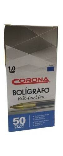 Boligrafos Corona Tinta Azul 1.0mm Cajax50  