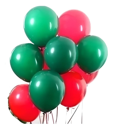 Globos Bombas Latex R12 Mate Navidad Verde Rojo X20u 30cm