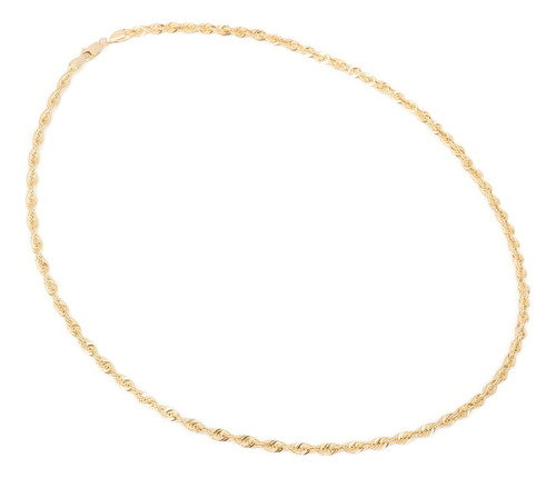 Cadena Collar Torsal 4mm Unisex 60cm Oro Italiano Hueco 10k Color Dorado