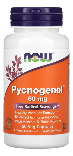 Pycnogenol 60mg Now Foods 50 Veg Caps Importado