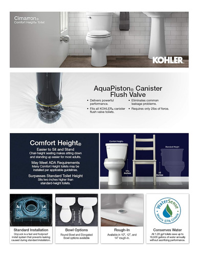 Kohler 4369-ra-0 Cimarron - Depósito De Inodoro De 1,28 Gpf